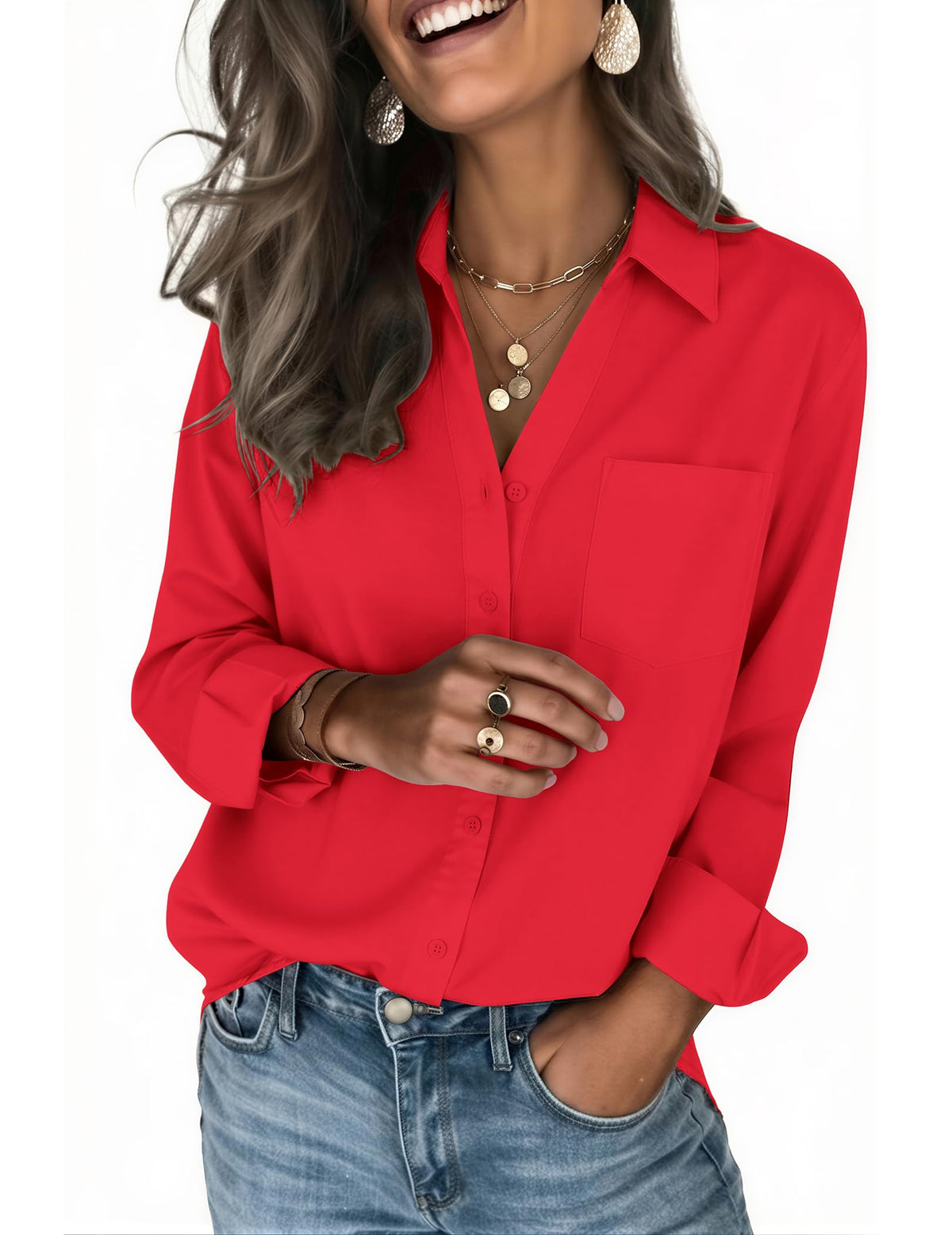 Zeagoo Blouses for Women Long Sleeve Dressy Casual Button Down Shirts