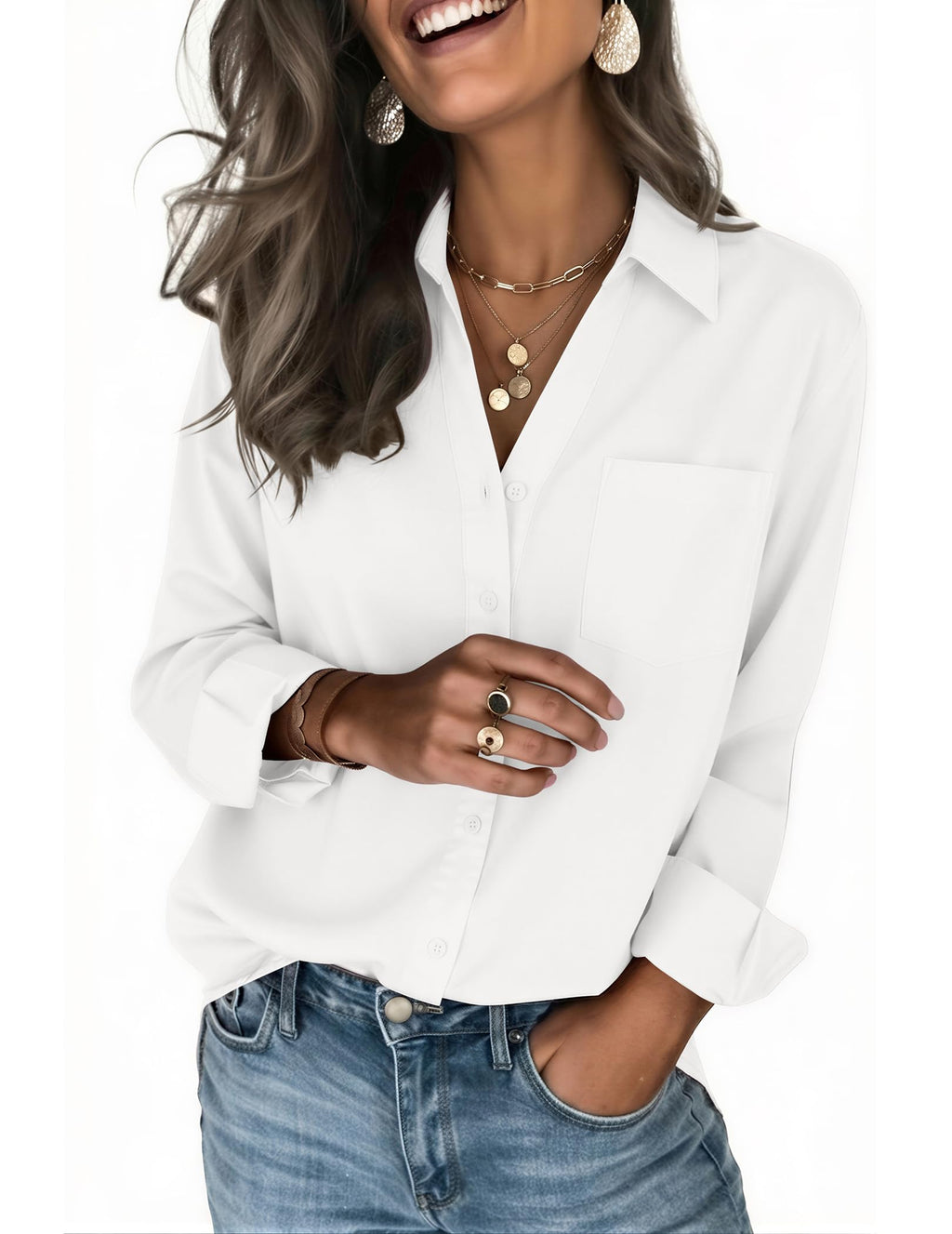 Zeagoo Blouses for Women Long Sleeve Dressy Casual Button Down Shirts