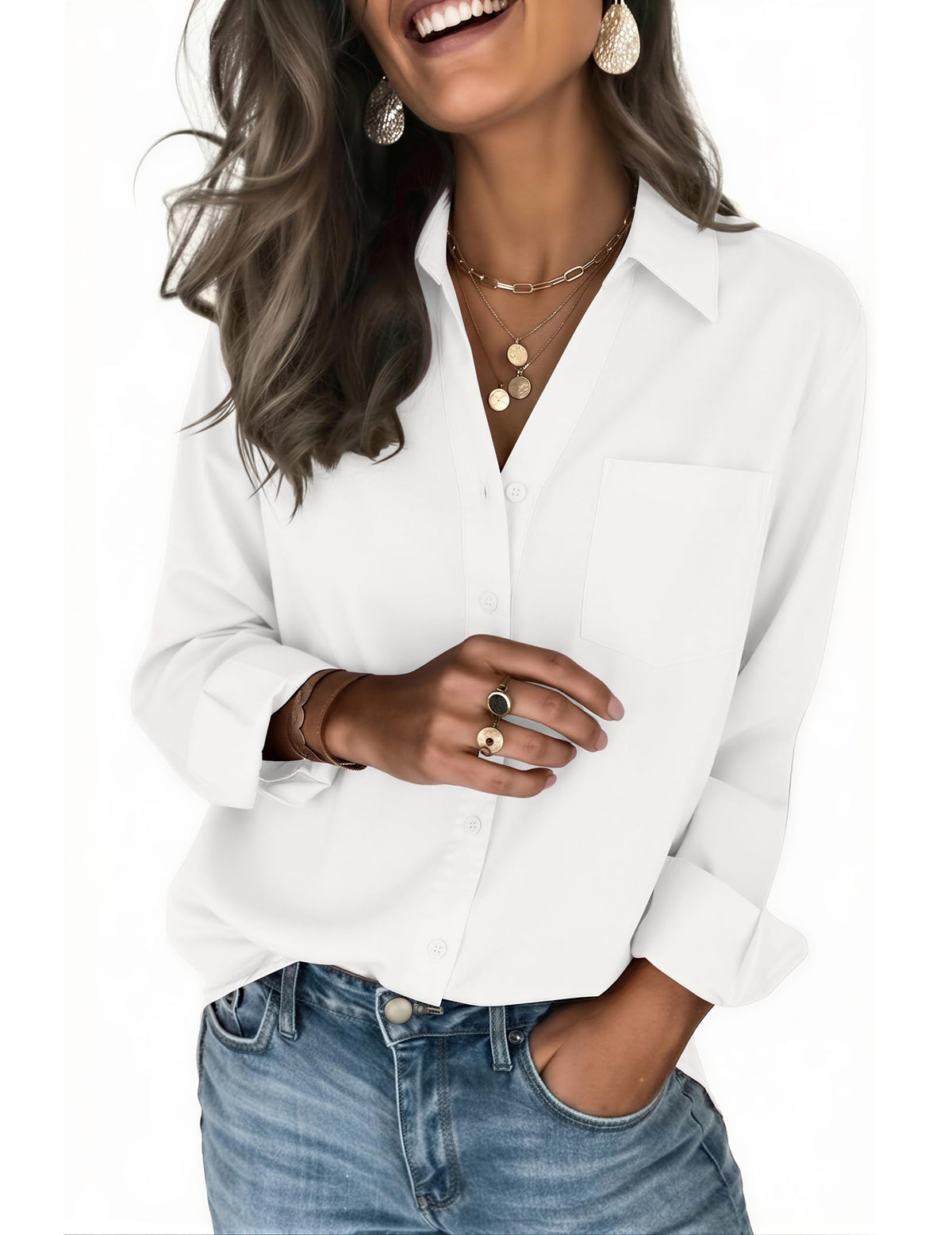 Zeagoo Blouses for Women Long Sleeve Dressy Casual Button Down Shirts