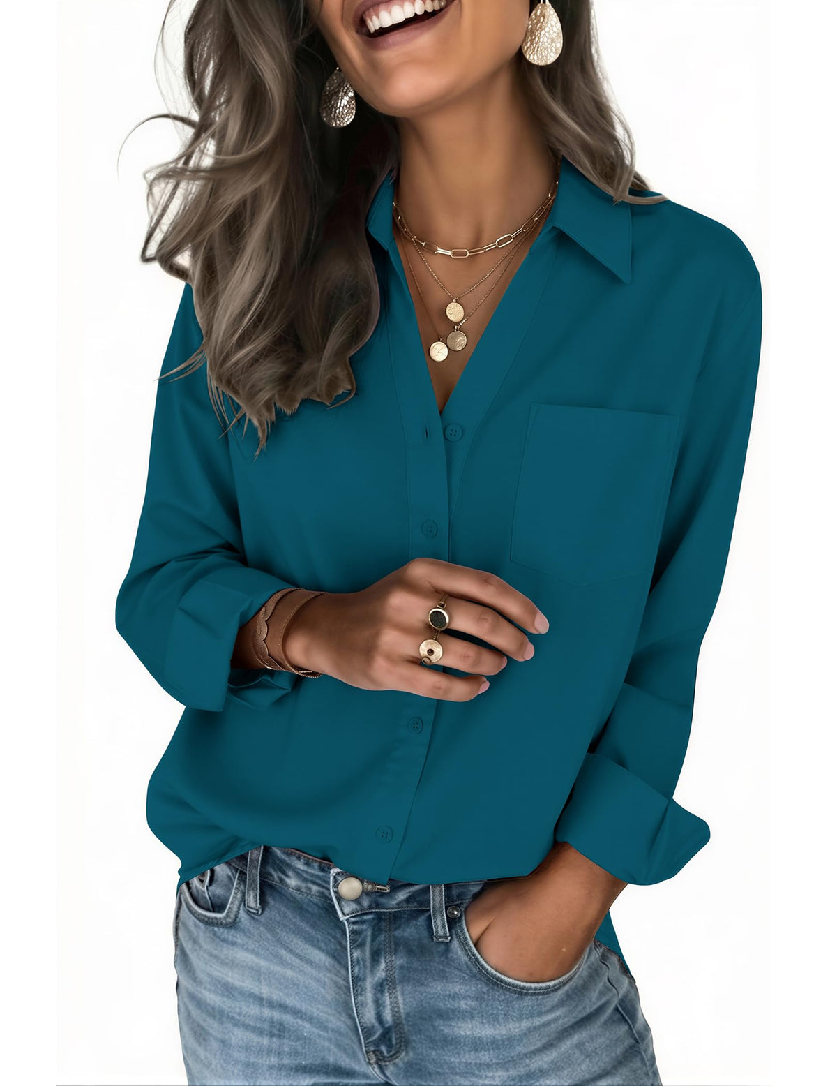 Zeagoo Blouses for Women Long Sleeve Dressy Casual Button Down Shirts