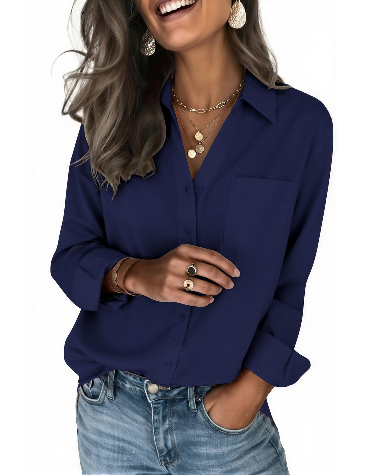 Zeagoo Blouses for Women Long Sleeve Dressy Casual Button Down Shirts