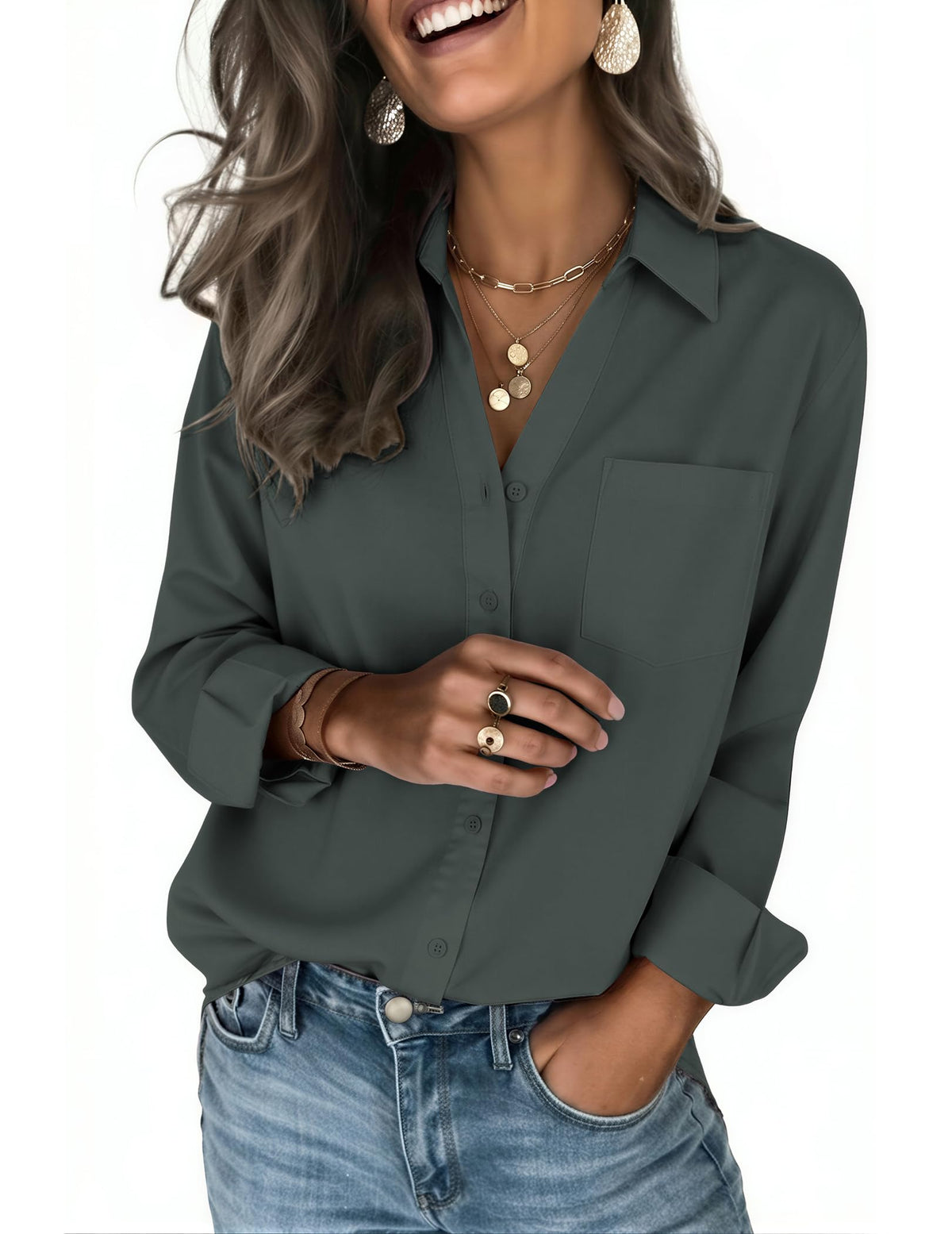 Zeagoo Blouses for Women Long Sleeve Dressy Casual Button Down Shirts