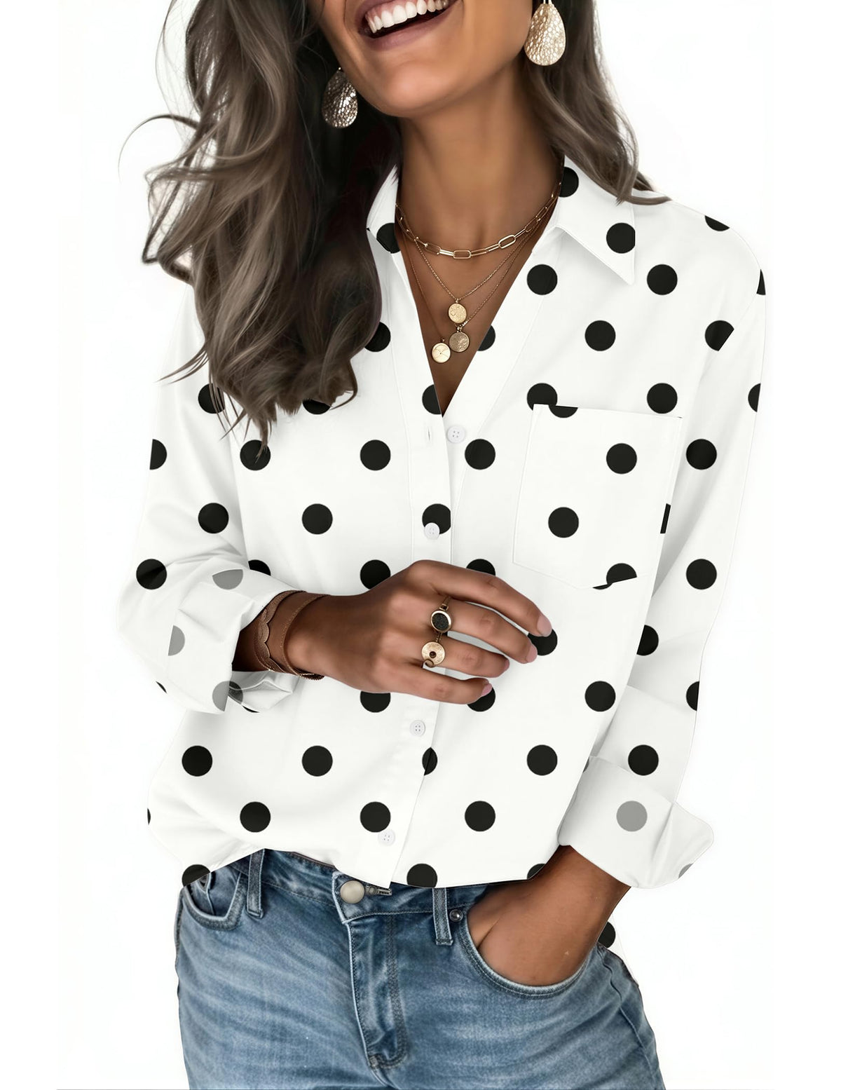 Zeagoo Blouses for Women Long Sleeve Dressy Casual Button Down Shirts
