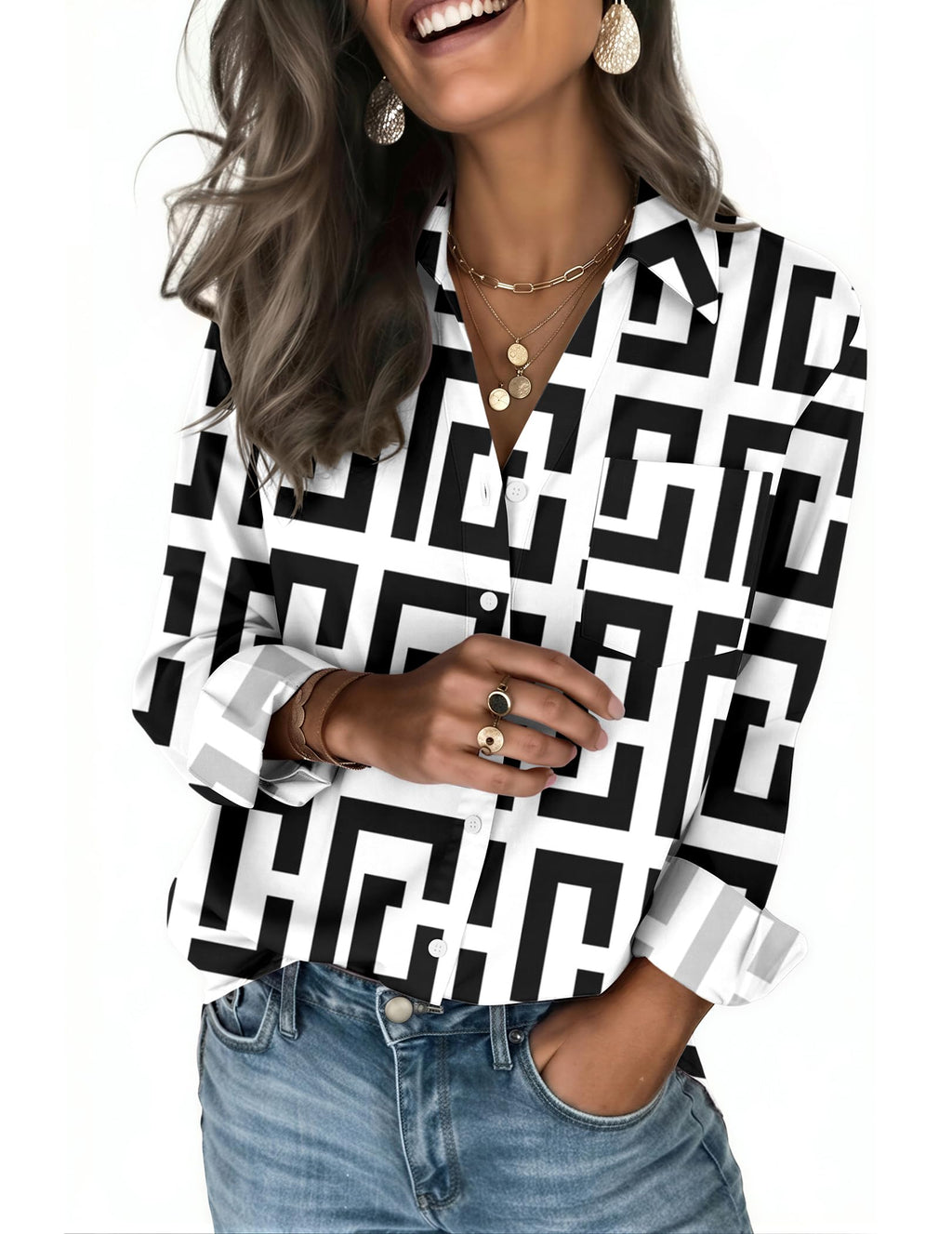 Zeagoo Blouses for Women Long Sleeve Dressy Casual Button Down Shirts