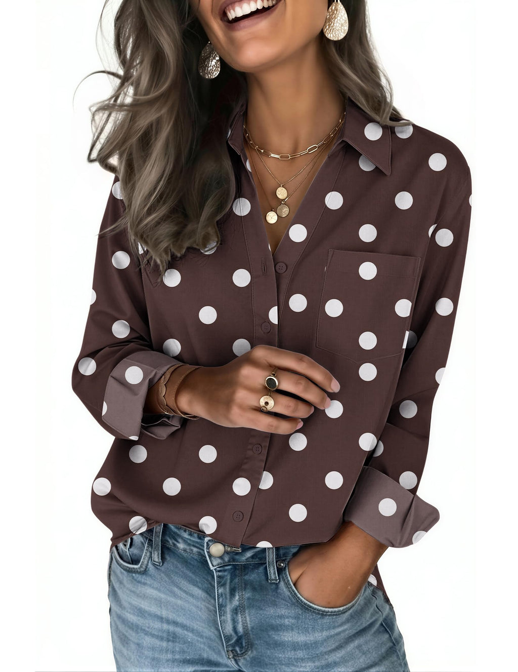 Zeagoo Blouses for Women Long Sleeve Dressy Casual Button Down Shirts