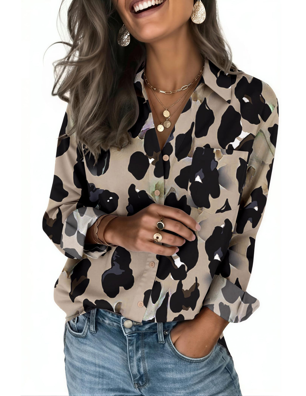 Zeagoo Blouses for Women Long Sleeve Dressy Casual Button Down Shirts