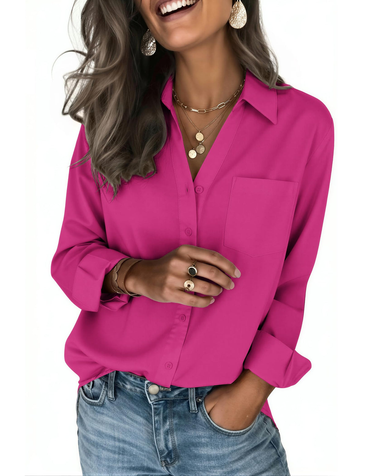 Zeagoo Blouses for Women Long Sleeve Dressy Casual Button Down Shirts
