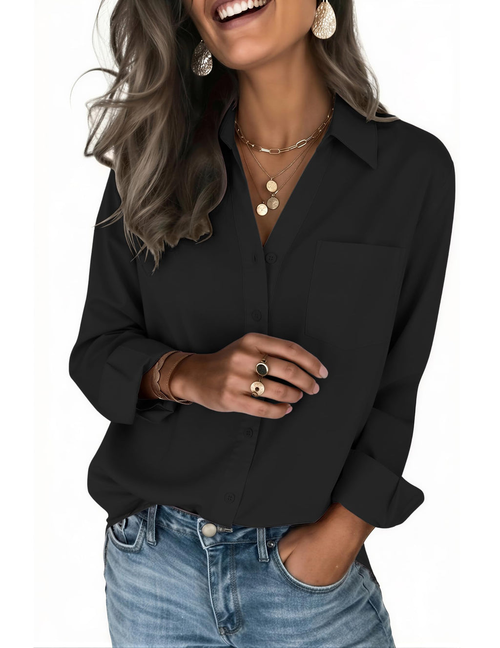 Zeagoo Blouses for Women Long Sleeve Dressy Casual Button Down Shirts