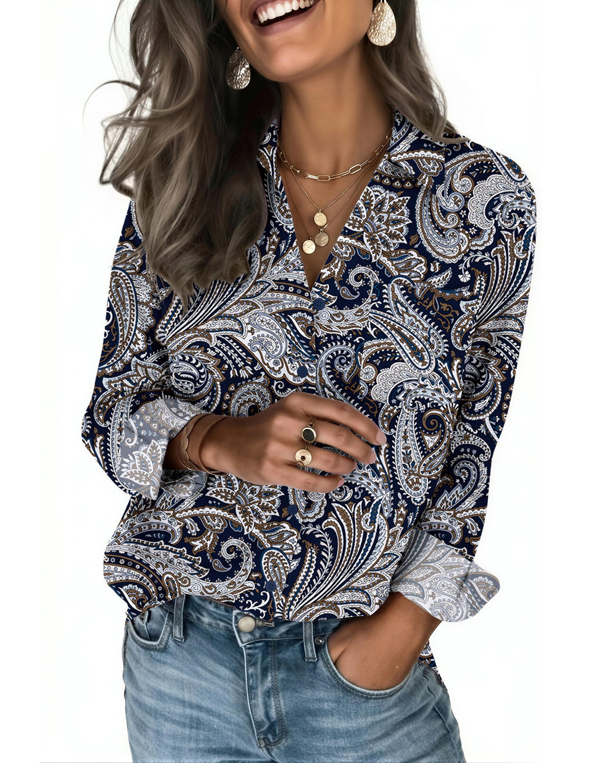 Zeagoo Blouses for Women Long Sleeve Dressy Casual Button Down Shirts