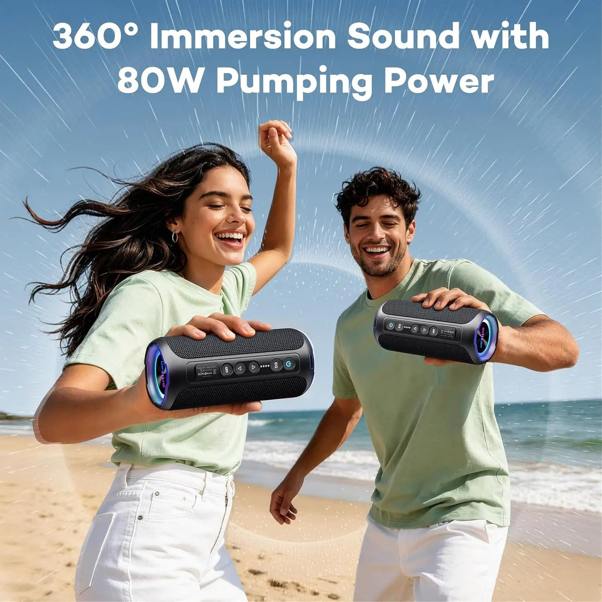 Ortizan Bluetooth Speaker, 40W Peak Outdoor Portable Loud Speakers Wireless with Deep Bass, USB/AUX/TF Card Port, RGB Light, TWS Stereo, EQ, IPX7 Waterproof for Party, Beach, Kayaking, Camping, Backyard, Garage