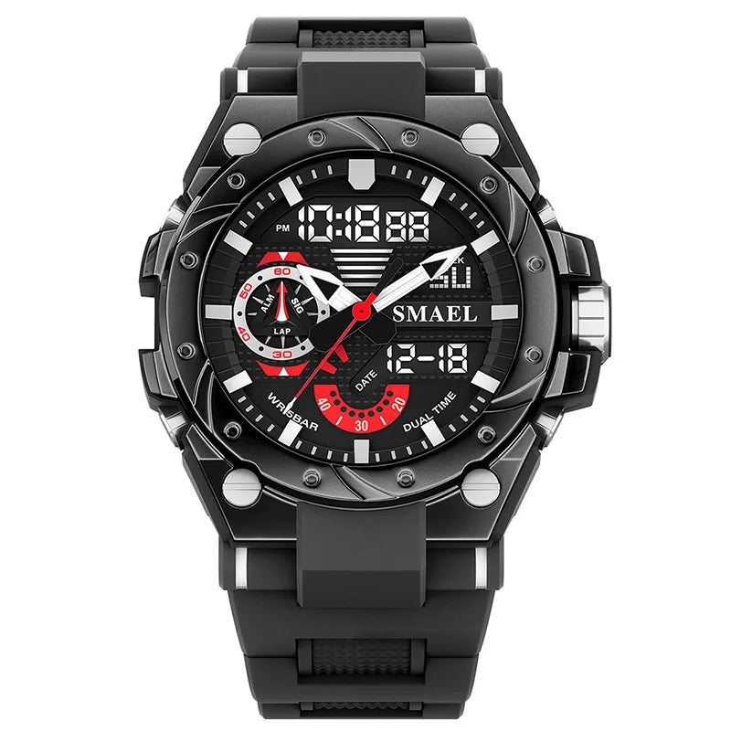 SMAEL Sport Quartz Watches LED DisplayShock Resistant 50M Waterproof Alarm Clock Analog Digitals 8060 For Men