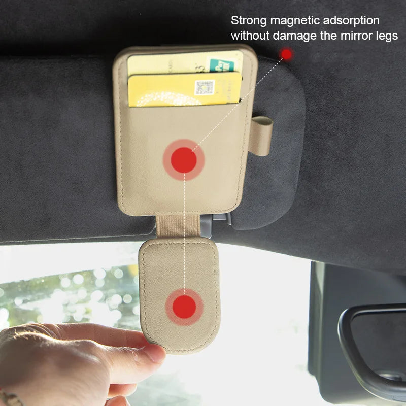 Car Sun Visor Organizer Multi-Pocket Business Card Storage Management Sunglasses Holder Visor Accessories Auto Interior