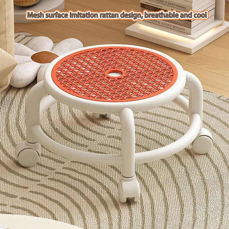 1pcs Swivel Rolling Stool Round Low Small Grey Universal Wheel Kids Adult Strong Capacity Practical Storage
