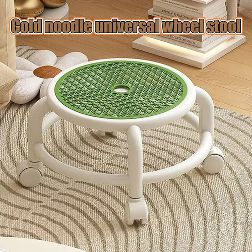 1pcs Swivel Rolling Stool Round Low Small Grey Universal Wheel Kids Adult Strong Capacity Practical Storage