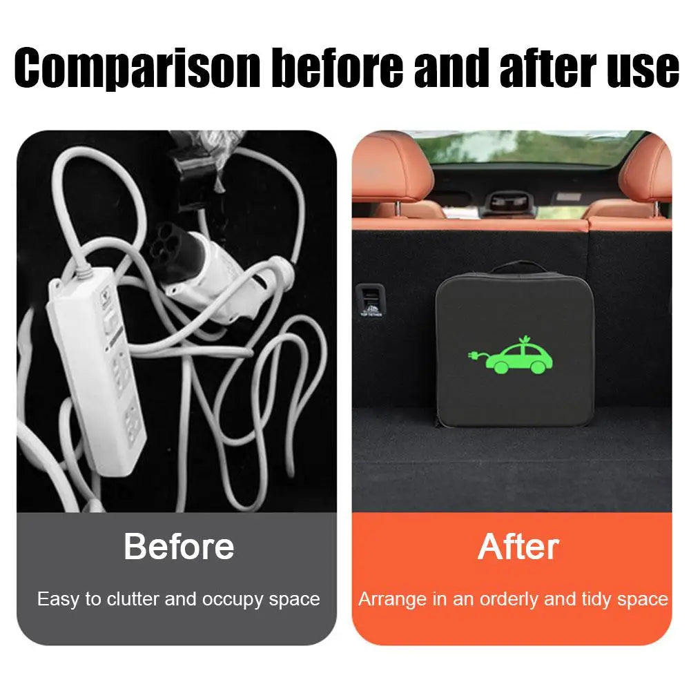 EV Cable Organizer Bag, Electric Car Charger Box, Charging Organizer, Jumper Cable Bag, Electric Vehicle Charging Cable Case