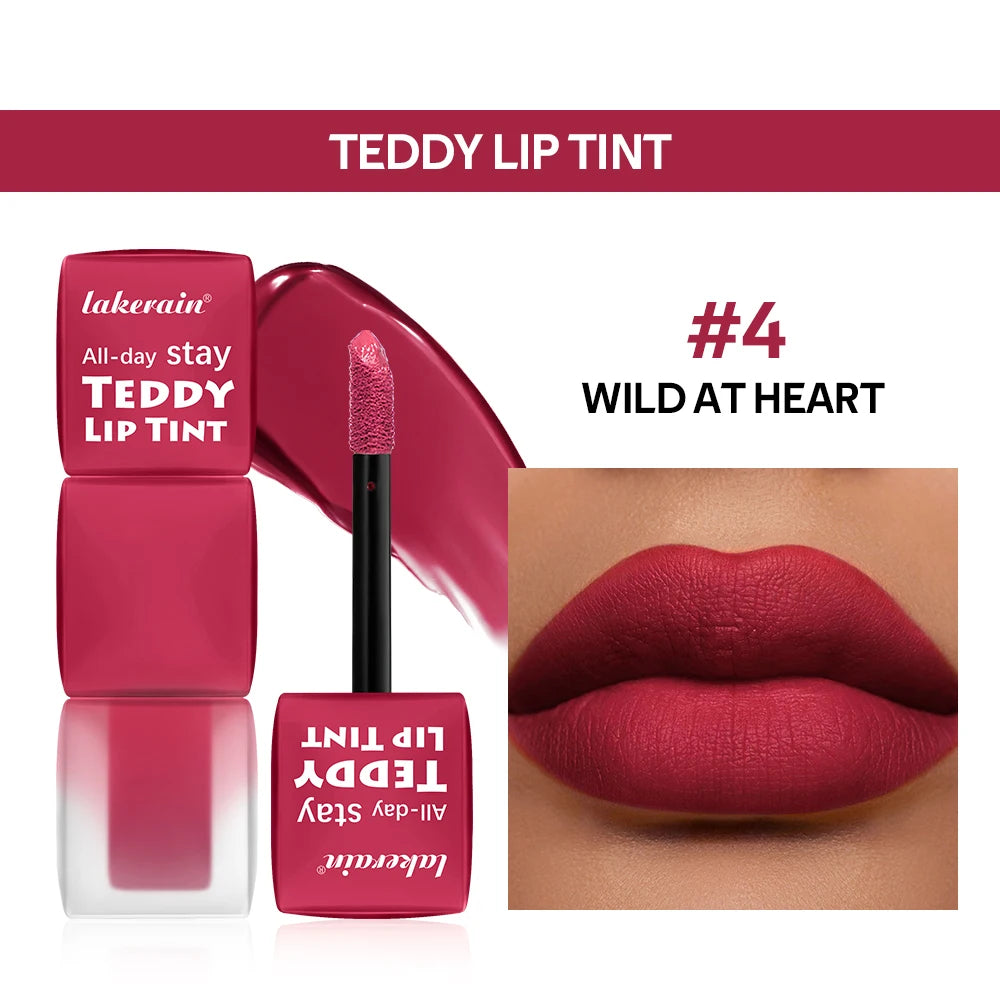 Teddy Tint Lip Color Set, Tear-Off Lip Gloss, 12H Long-Lasting Super Stay Matte Texture Waterproof Cosmetic Lipstick