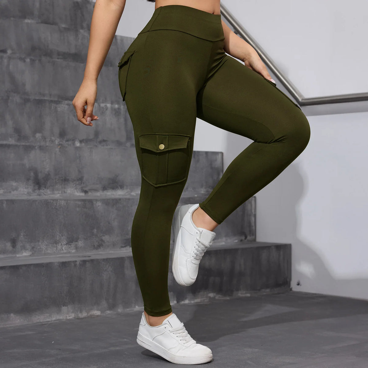 2PCS High Waist Lift Hip Pockets Woman Leggings Fitness Skinny Stretch Solid Color Sport Pants Daily Outdoors Running Leggings