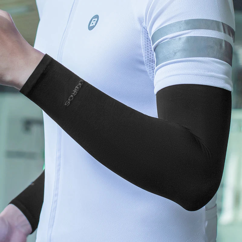 ROCKBROS Summer Breathable Ice Silk Bicycle Sleeves Sun UV Protect Cycling Arm Sleeves Outdoor Sports Run MTB Road Bike Sleeves