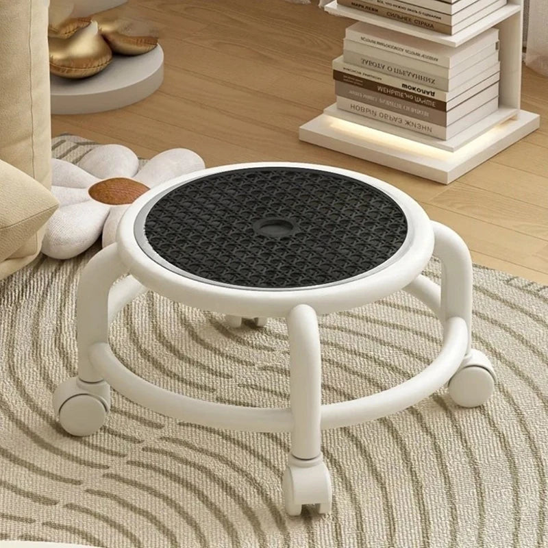 1pcs Swivel Rolling Stool Round Low Small Grey Universal Wheel Kids Adult Strong Capacity Practical Storage