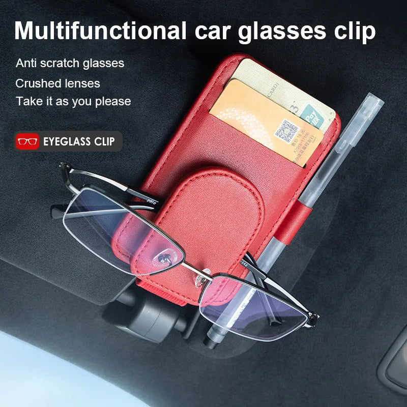Car Sun Visor Organizer Multi-Pocket Business Card Storage Management Sunglasses Holder Visor Accessories Auto Interior