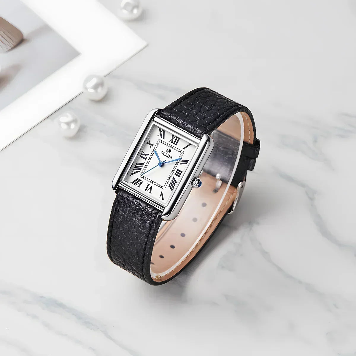 Ogeda 2025 New Square Men's Quartz Watch with Mineral Glass Alloy Case, Leather Strap, Sports Waterproof 3Bar Reloj Hombre Wat