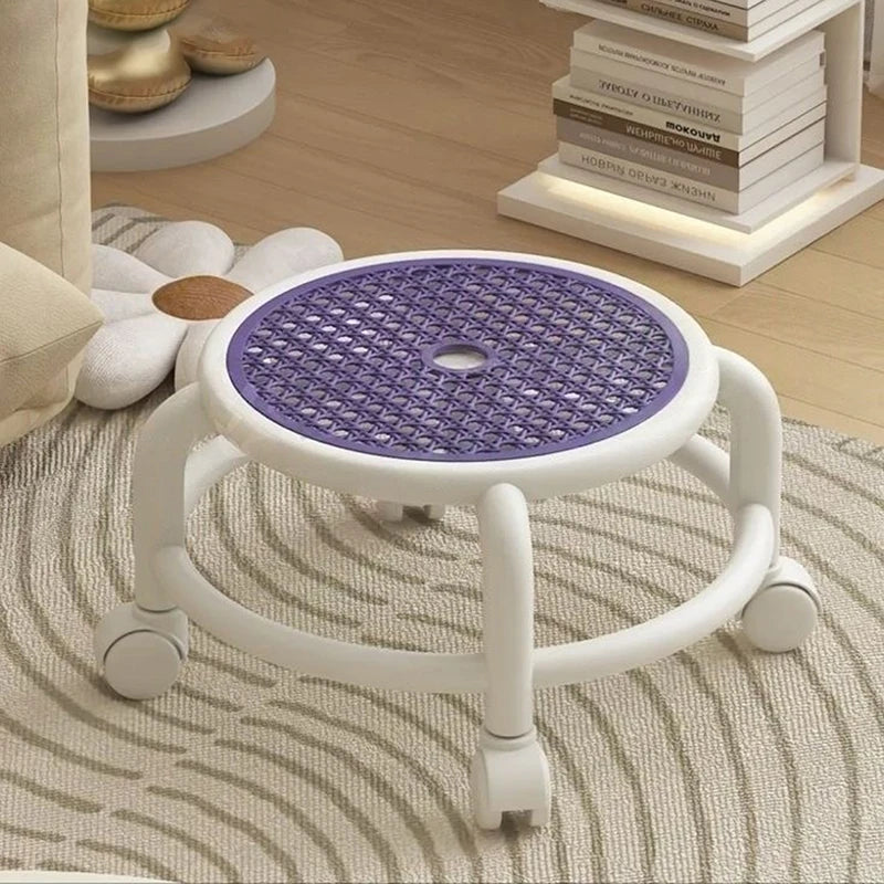1pcs Swivel Rolling Stool Round Low Small Grey Universal Wheel Kids Adult Strong Capacity Practical Storage