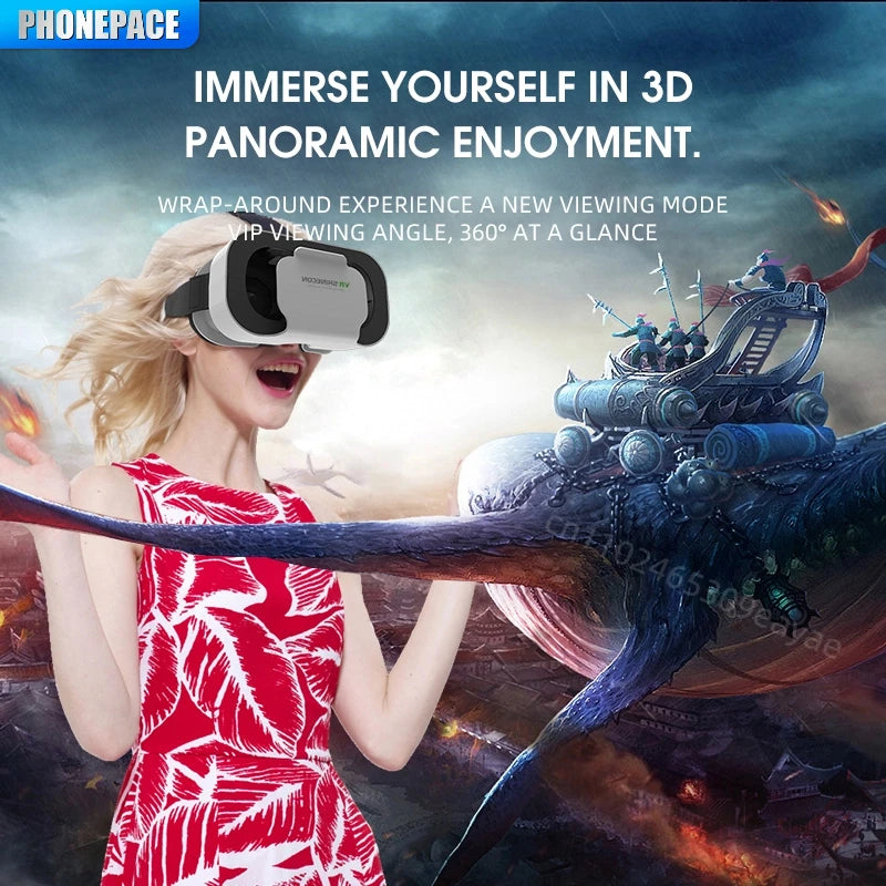 3D VR Glasses Virtual Reality Viar Goggles Headset Devices Smart Helmet Lenses For Cell Phone Mobile Smartphones Viewer