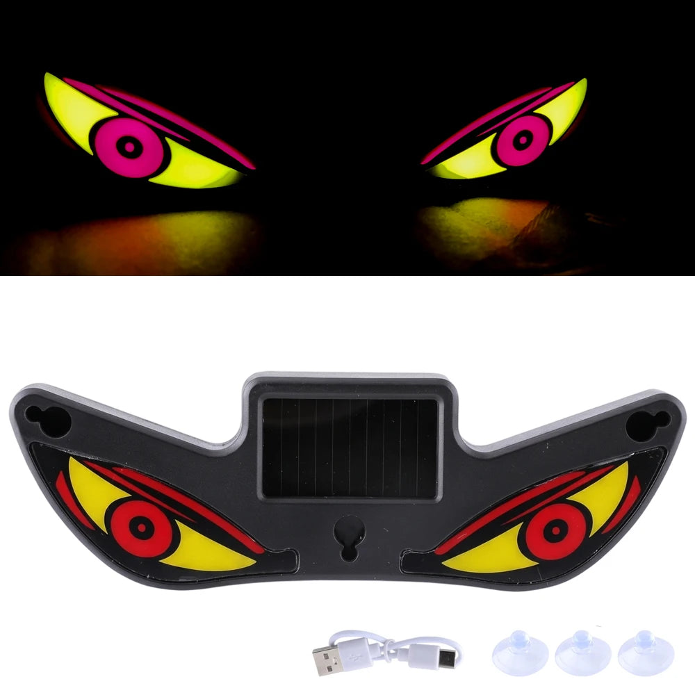 2026 Solar LED Devil Eyes Windshield Warning Flashing Signal Indicator Car LED Ambient Lights with Suction Cup for Auto Window