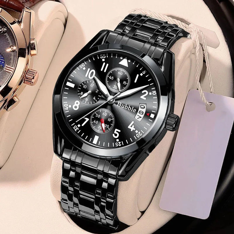 UTHAI Men's Watch Brand Light Luxury Fashion Trend Night Light Waterproof Digital Six Pin Business Leisure Quartz Watch Gift