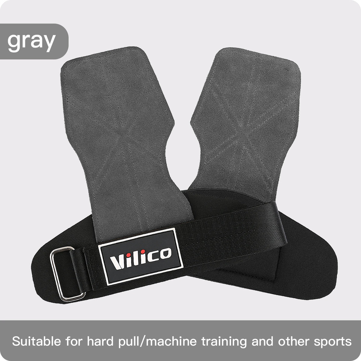 2Pcs Cowhide Gym Gloves Grips Anti-Skid Weight Power Booster Belt Lifting Pull-up Deadlift Workout Fitness Palm Training Guards