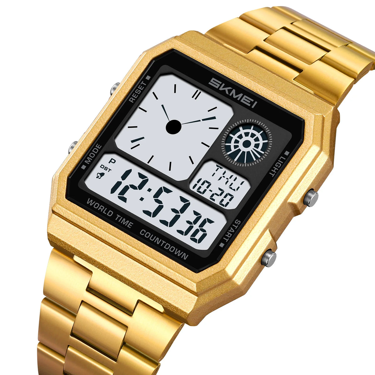 Skmei Electronics Sports Watches for Mens Classical Analog Digital Display Multiple Time Zone LED Waterproof Male 5 Alarm Clock