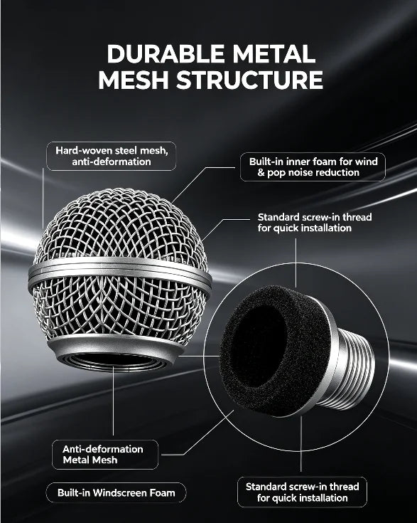 Microphone Grill Ball Mic Grille Cover Head Replacement
