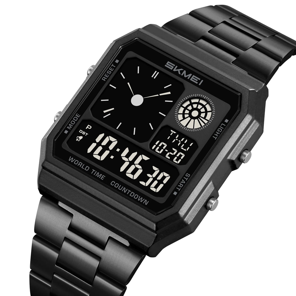 Skmei Electronics Sports Watches for Mens Classical Analog Digital Display Multiple Time Zone LED Waterproof Male 5 Alarm Clock