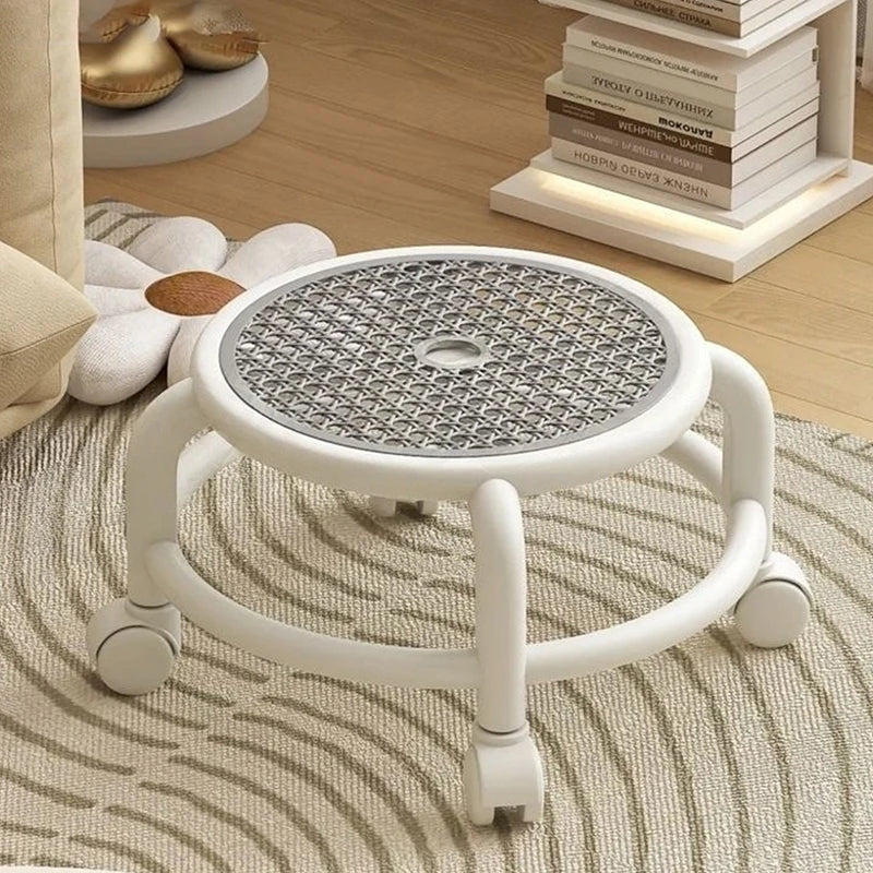 1pcs Swivel Rolling Stool Round Low Small Grey Universal Wheel Kids Adult Strong Capacity Practical Storage