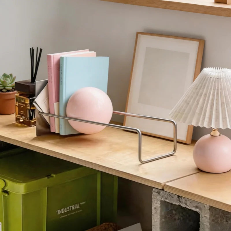 Gravity Ball Book Stand Creative Desktop Book Holder Mid Century Bauhaus Magazine Organizer Chic Office Newspaper Rack