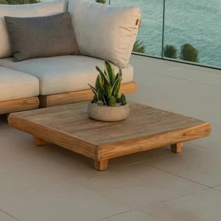 Stylish Outdoor Waterproof Teak Sofa Set Weather Resistant Solid Wood Furniture Ideal For Patio Villa Garden Outdoor Layout