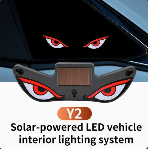 2026 Solar LED Devil Eyes Windshield Warning Flashing Signal Indicator Car LED Ambient Lights with Suction Cup for Auto Window