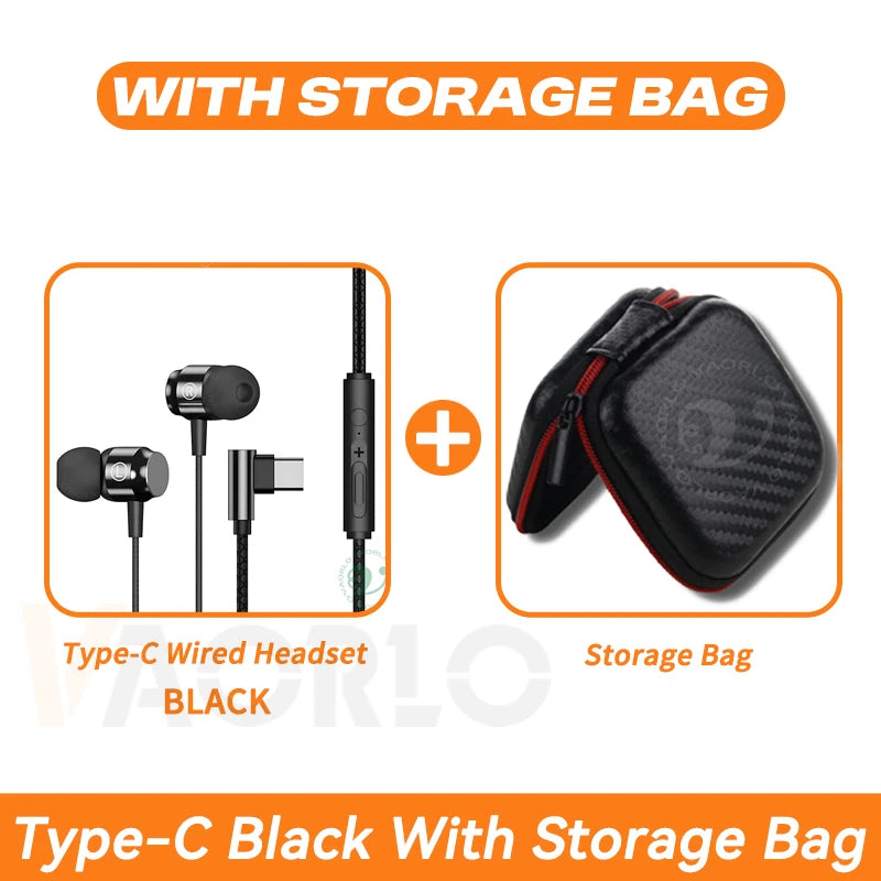 9D HIFI Heavy Bass Game Earphones 3.5MM AUX/Type-C 90° L Elbow Metal Magnetic Music Earbuds With Mic In-Ear Headsets For Android