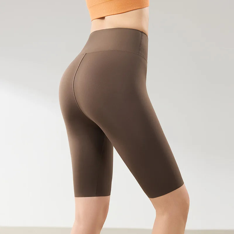 BIVIGAOS Summer Thin Sunscreen Sharkskin Cycling Shorts Women Multi Color Stretch Tight Slim Fitness Bicycle Knee Length Shorts
