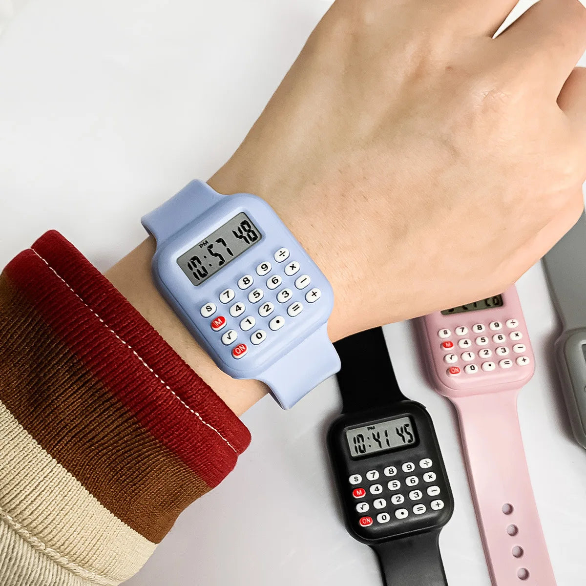 2026 New Rubber Strap Children Watch with Calculator Watches for Girls Student Show Time and Date Digital Clock Kids