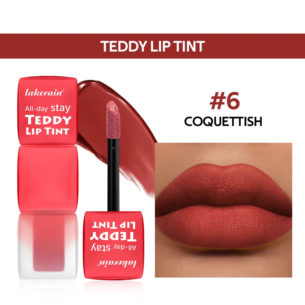 Teddy Tint Lip Color Set, Tear-Off Lip Gloss, 12H Long-Lasting Super Stay Matte Texture Waterproof Cosmetic Lipstick