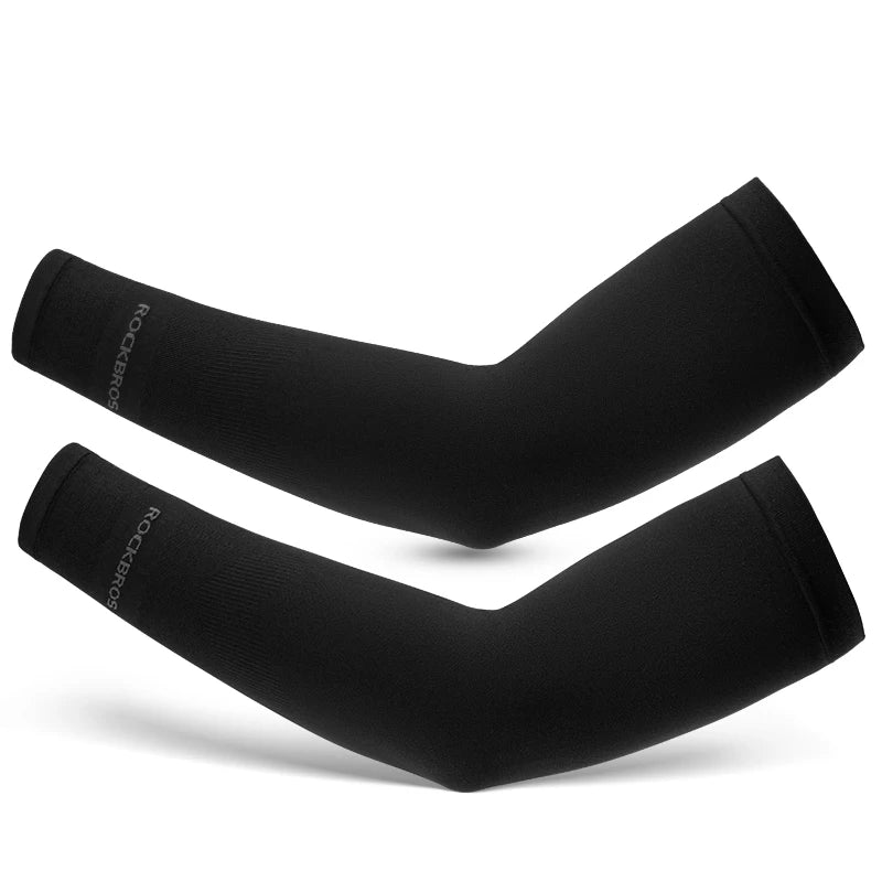 ROCKBROS Summer Breathable Ice Silk Bicycle Sleeves Sun UV Protect Cycling Arm Sleeves Outdoor Sports Run MTB Road Bike Sleeves