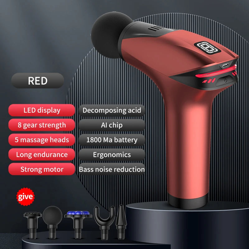 Pistola de Massagem Portátil Massajador de Percussão Profissional de Músculos Profundos para Relaxamento Corporal, Pescoço e Costas, Fitness e Emagrecimento