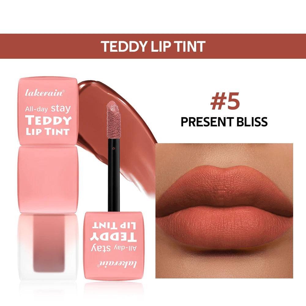 Teddy Tint Lip Color Set, Tear-Off Lip Gloss, 12H Long-Lasting Super Stay Matte Texture Waterproof Cosmetic Lipstick