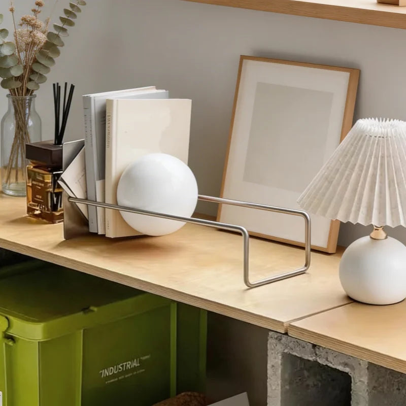 Gravity Ball Book Stand Creative Desktop Book Holder Mid Century Bauhaus Magazine Organizer Chic Office Newspaper Rack