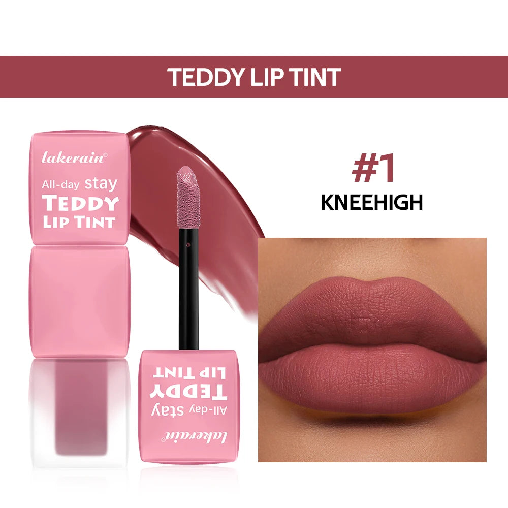 Teddy Tint Lip Color Set, Tear-Off Lip Gloss, 12H Long-Lasting Super Stay Matte Texture Waterproof Cosmetic Lipstick