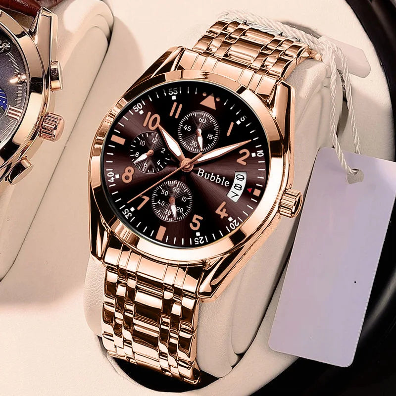 UTHAI Men's Watch Brand Light Luxury Fashion Trend Night Light Waterproof Digital Six Pin Business Leisure Quartz Watch Gift
