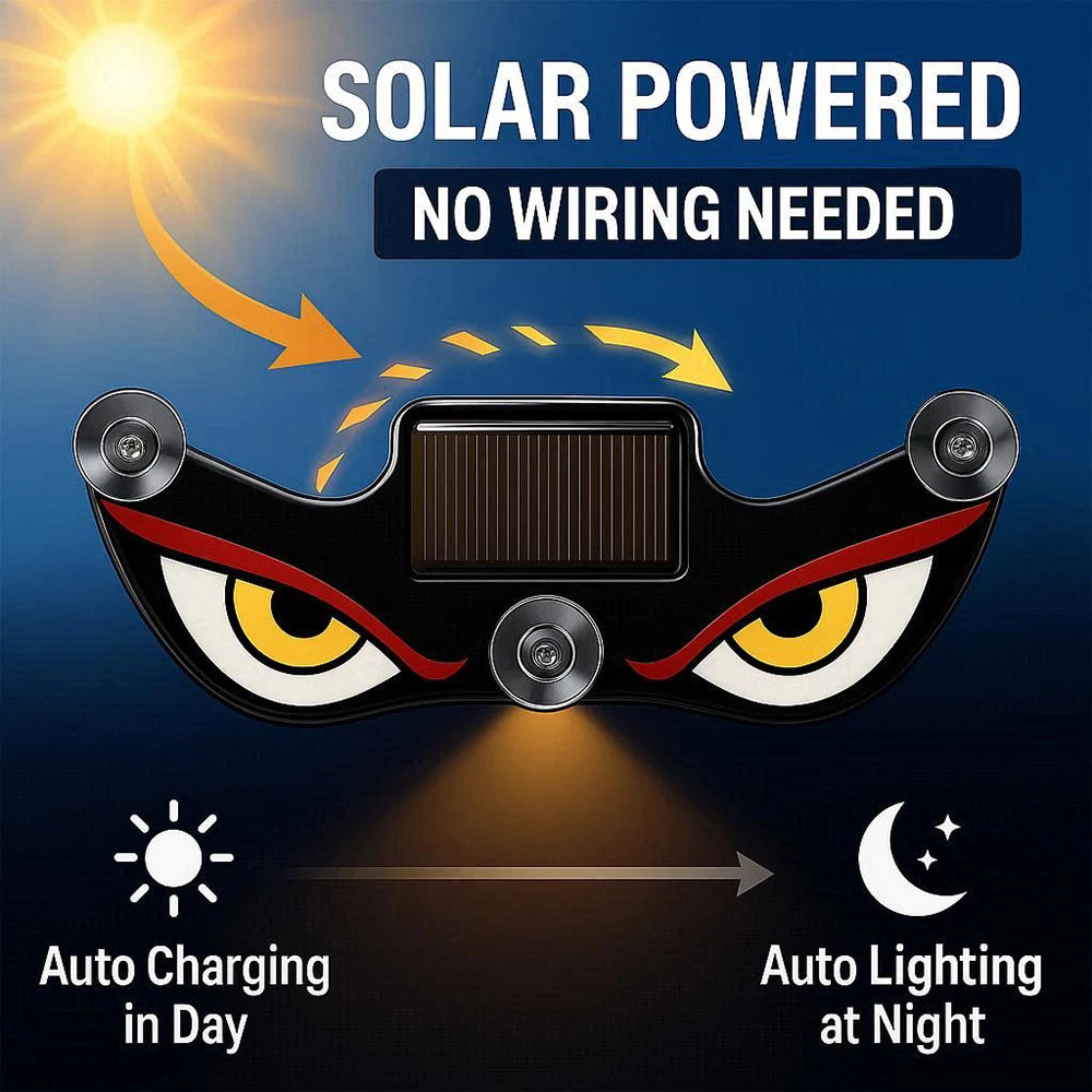2026 Solar LED Devil Eyes Windshield Warning Flashing Signal Indicator Car LED Ambient Lights with Suction Cup for Auto Window