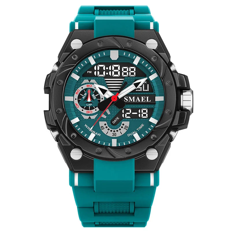 SMAEL Sport Quartz Watches LED DisplayShock Resistant 50M Waterproof Alarm Clock Analog Digitals 8060 For Men
