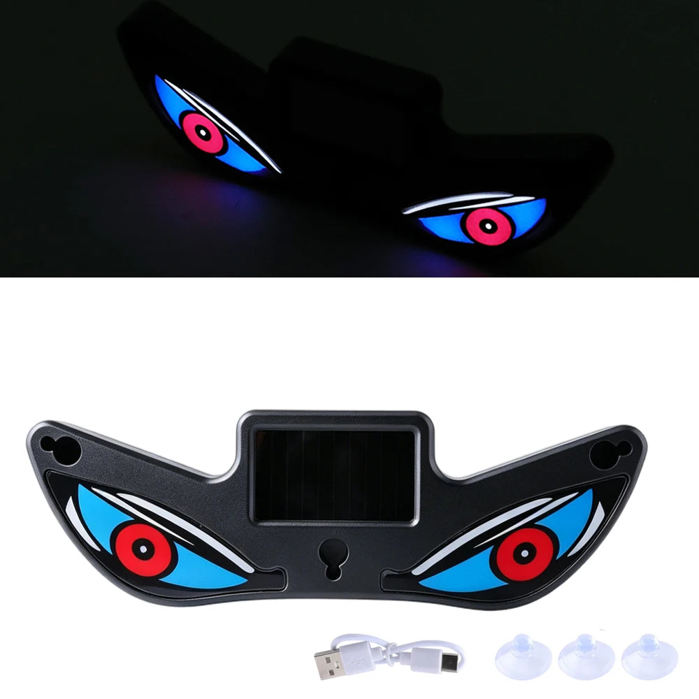 2026 Solar LED Devil Eyes Windshield Warning Flashing Signal Indicator Car LED Ambient Lights with Suction Cup for Auto Window